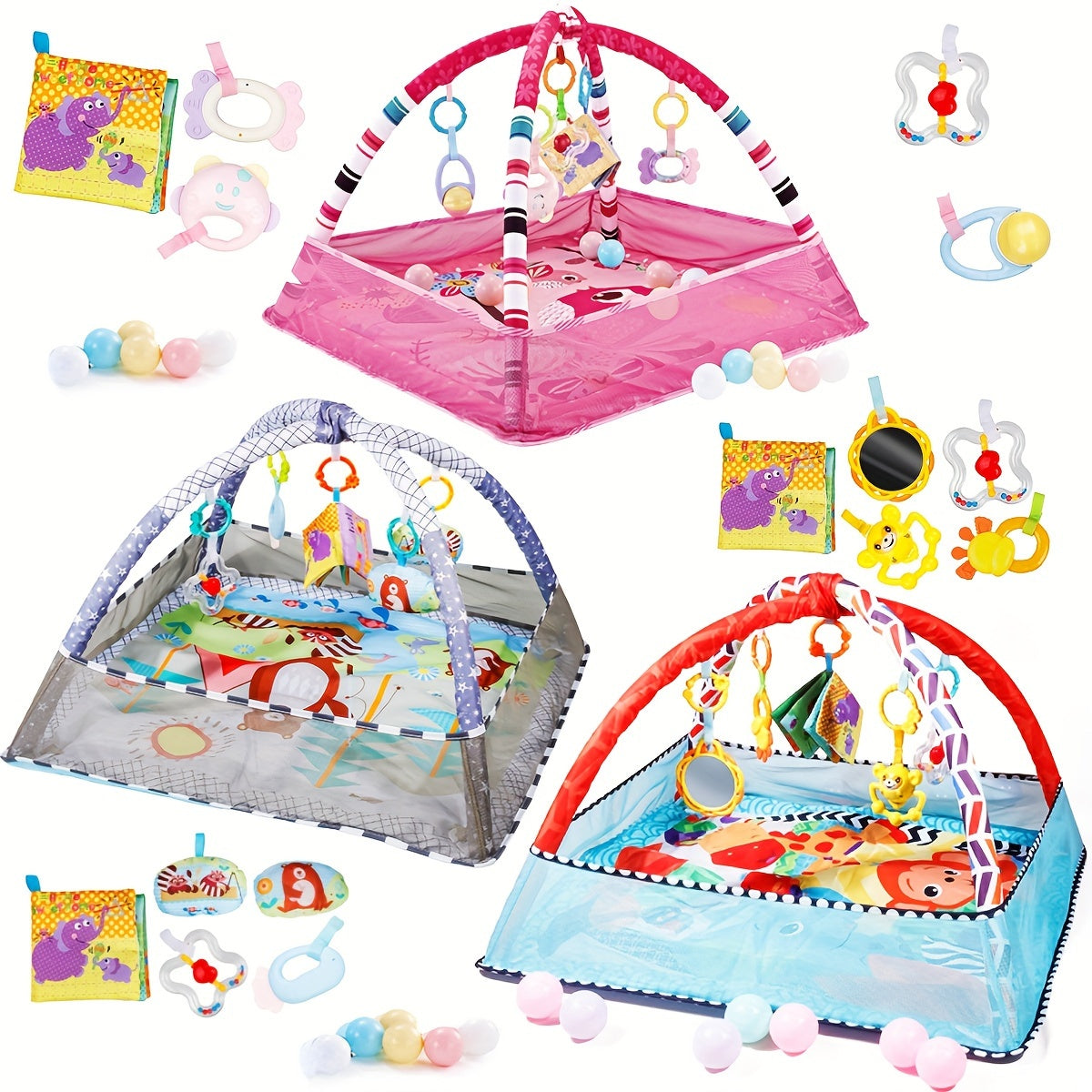 Baby Playpen Gym Hanging Toys Activity Play Mat for Exercise Development