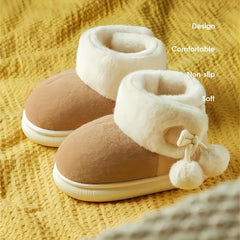 Warm Fleece Girl's Snow Boots Cozy Non slip Ankle Boots Plush Comfy