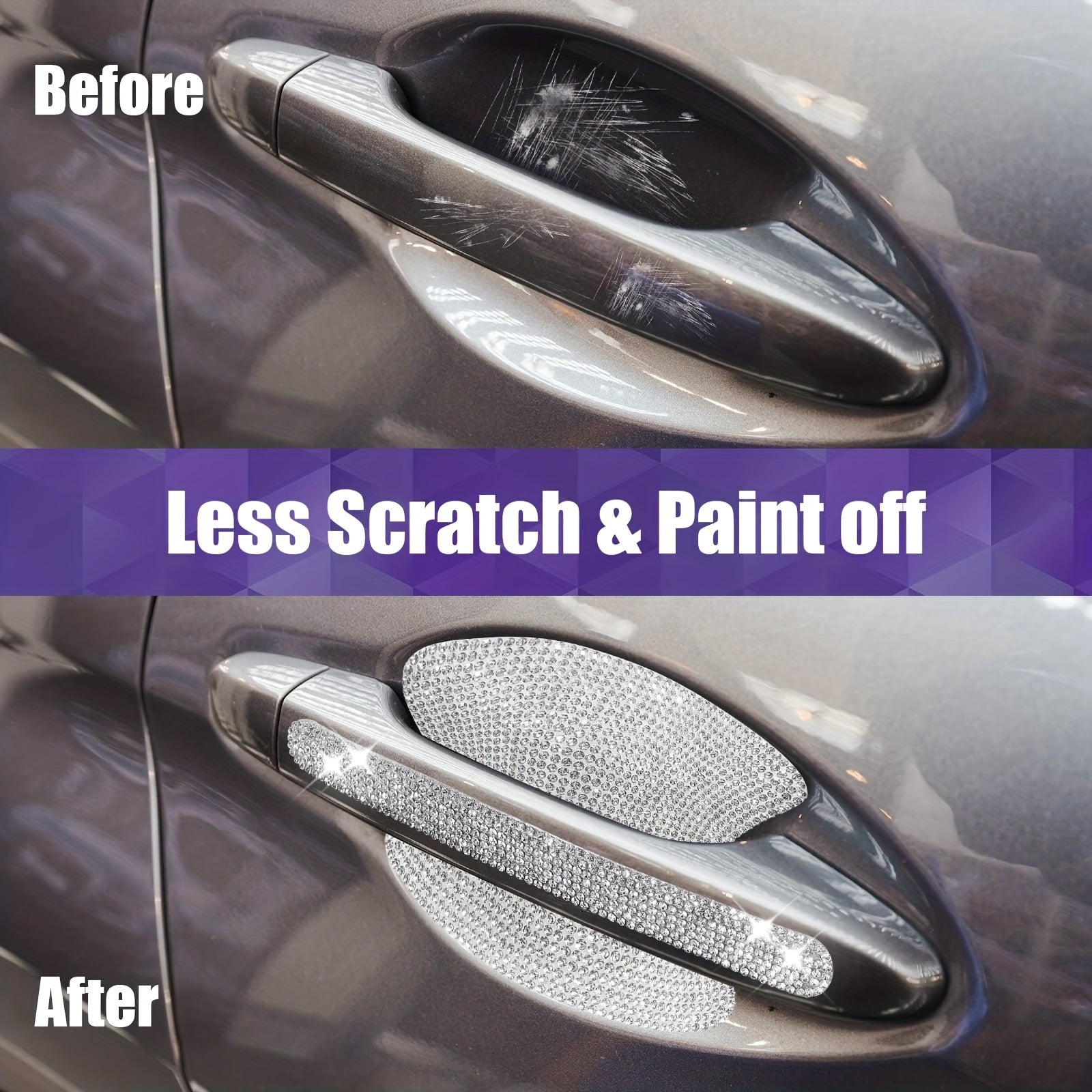 10pcs Car Door Handle Protector: Sparkle & Protection