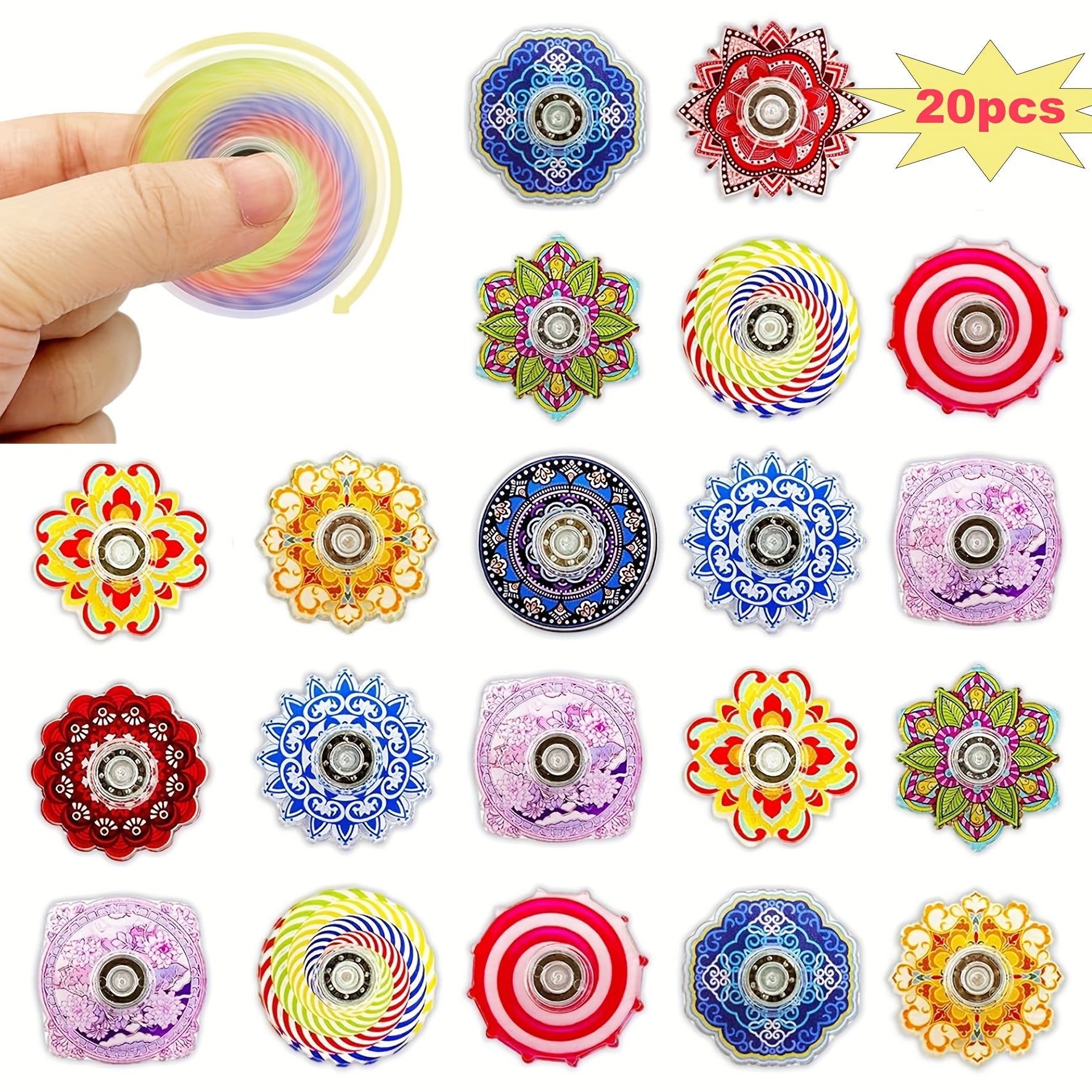20 Pack Fidget Spinners for Stress Relief ADHD Autism Party Classroom