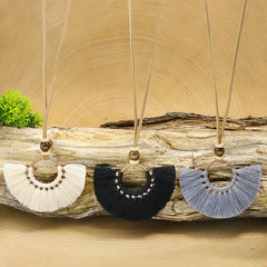 Boho Ethnic Tassel Pendant Necklaces Retro Rhinestone Drip Oil Alloy Necklace