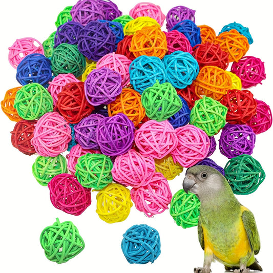 10pcs Parrot Chew Toy Straw Ball for Cage Fun Hanging Ornament