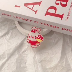Rabbit Hair Clip Lucky Bunny Barrette Red Hair Accessory