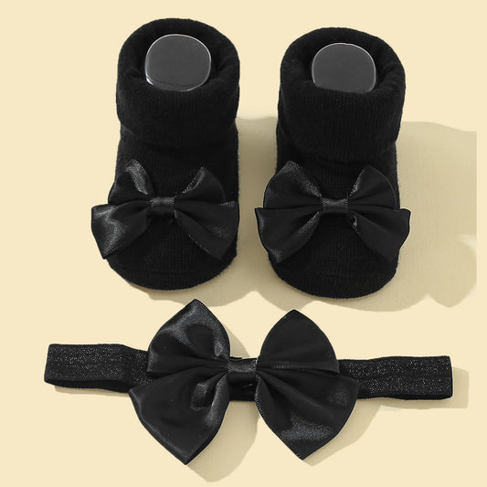 Baby Girls Bow Headband & Socks Gift Set