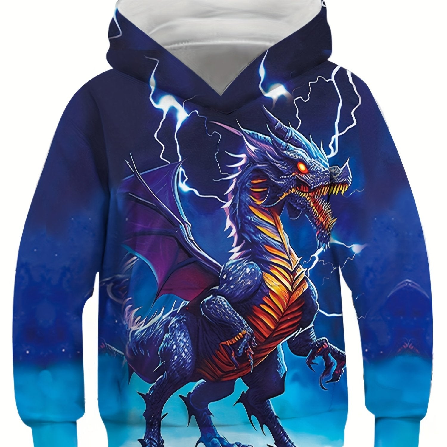 3D Dragon Dinosaur Print Kid's Hoodie Unisex Pullover Casual Hooded Long Sleeve