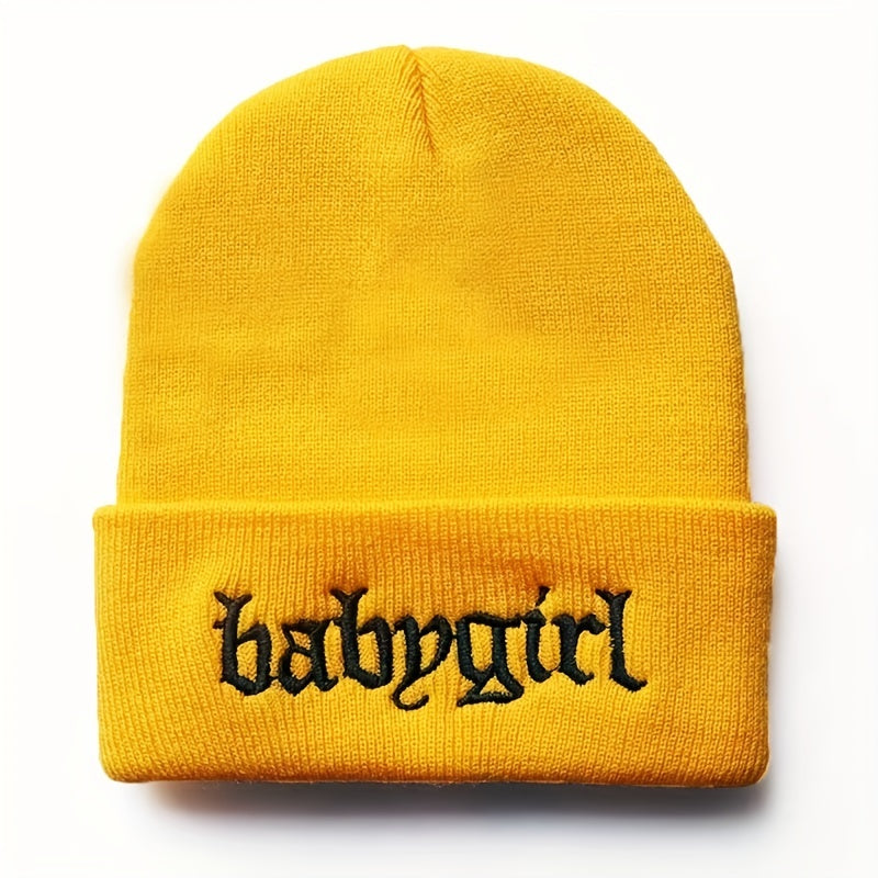 Unisex Babygirl Embroidered Warm Knit Hat for Kids & Teens