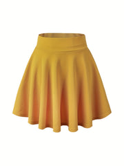Kpop Solid High Waist Skater Skirts Casual Pleated Comfy Mini Skirts