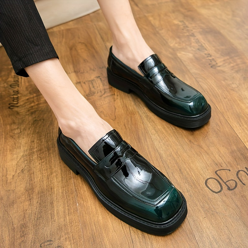 Women's Square Toe Loafers PU Leather Slip On Shoes