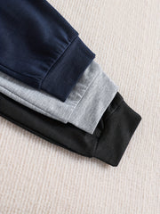 3pcs Boys Solid Active Sweatpants Jogger Sports Pants Kids Clothing