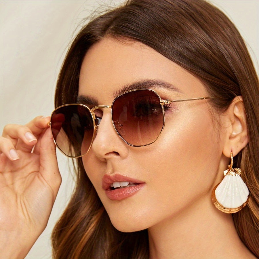 Square Metal Sunglasses for Women Men Gradient Glasses UV400