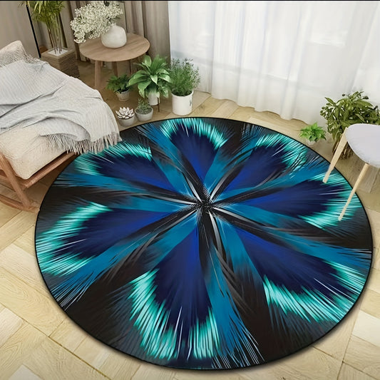 Vintage Flower Print Circular Carpet