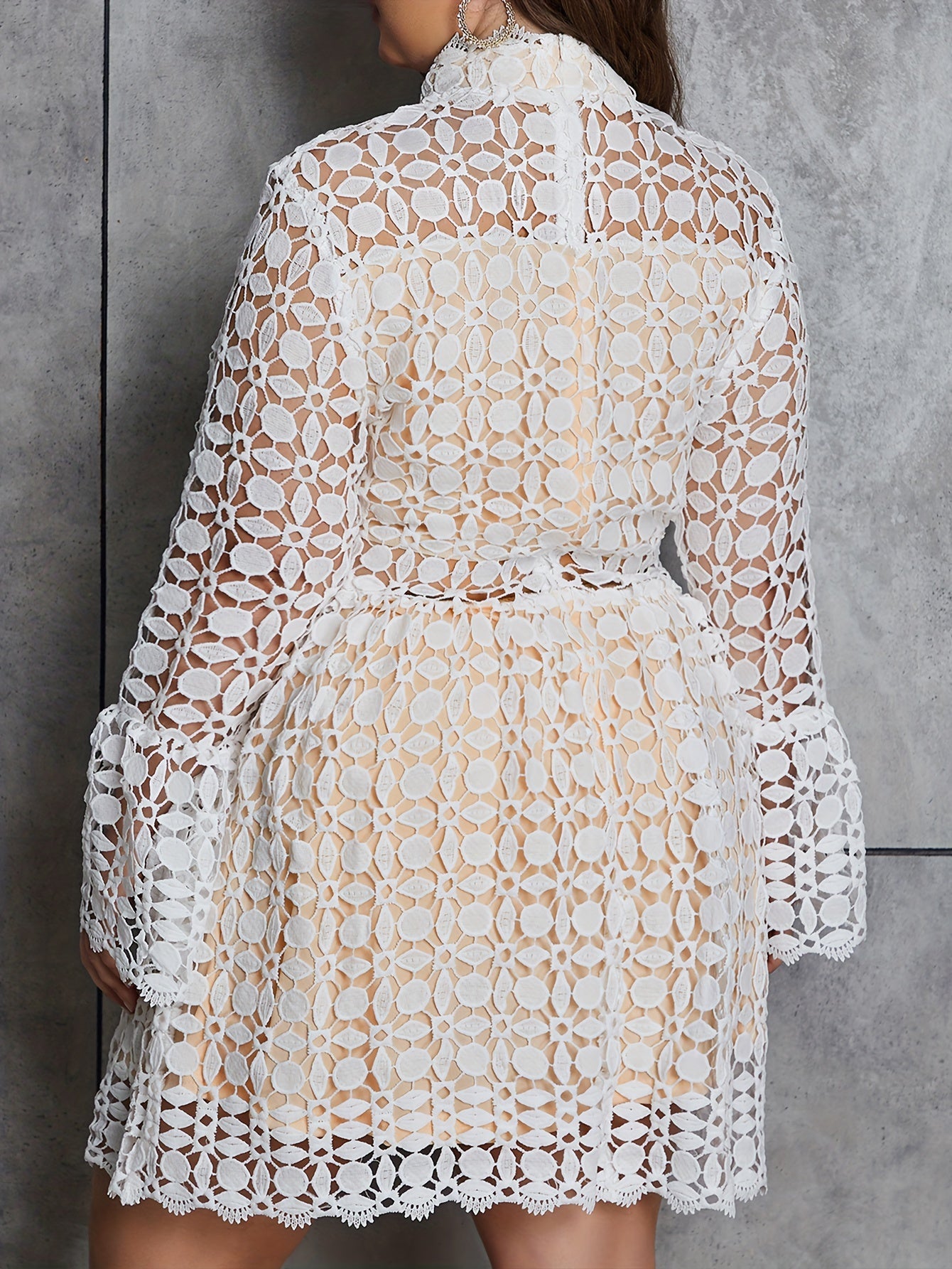  Bell Sleeve Mock Neck Dress