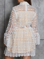  Bell Sleeve Mock Neck Dress