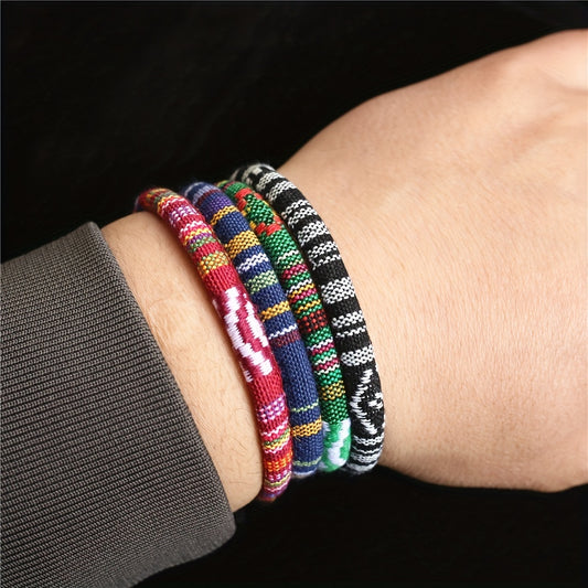 Ethnic Style Pattern Printing Woven Bracelet Men's Novelty Casual Gift Jewelry