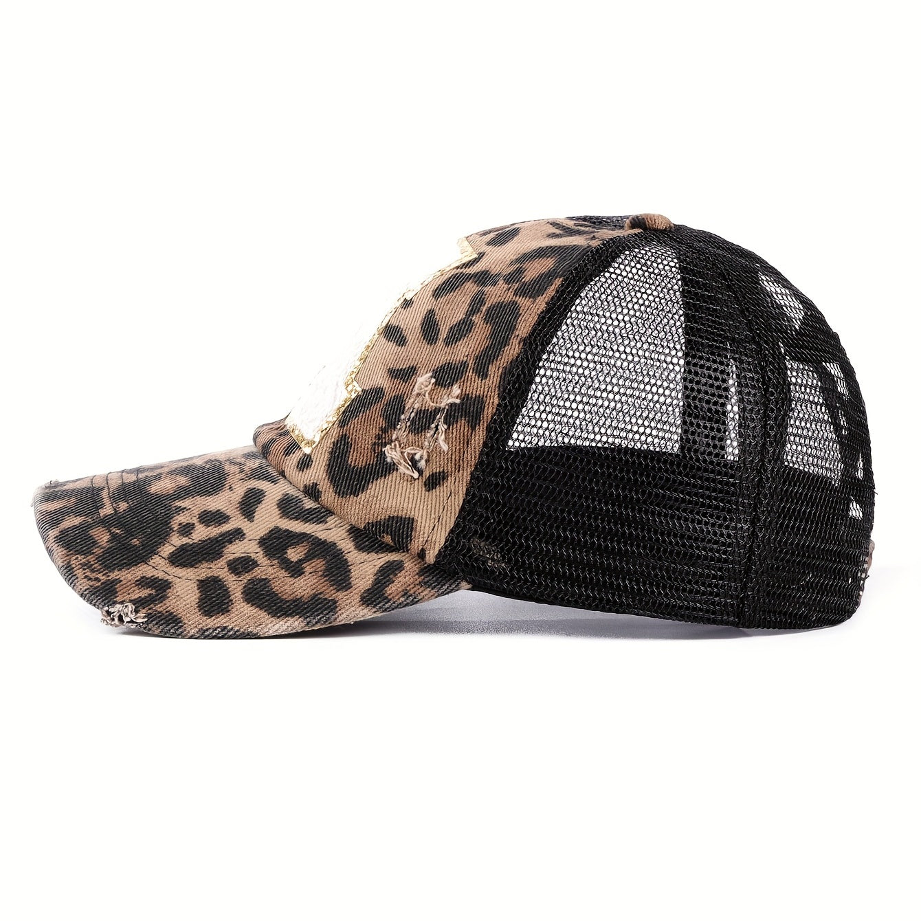 Leopard Print Hat Breathable Baseball Cap Outdoor Sunshade