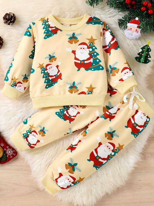 Boys Christmas Set Santa Claus Print Top & Casual Pants