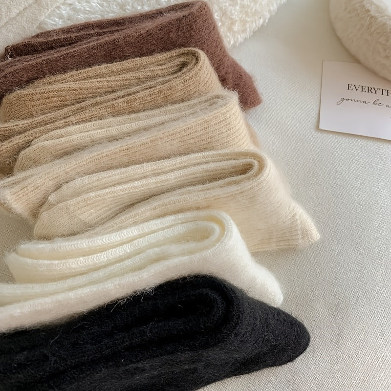 Cozy Winter Socks for Women, Thick & Warm Casual Solid Pile Stocking