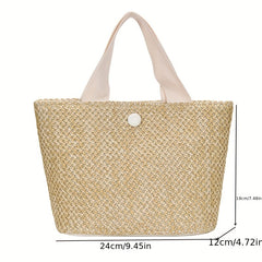 Vintage Braided Straw Tote Bag for Women Boho Style Beach Travel Vacation