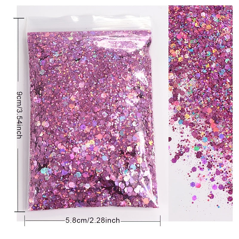 Holographic Chunky Glitter Bag - Craft and Cosmetic Glitter Mix