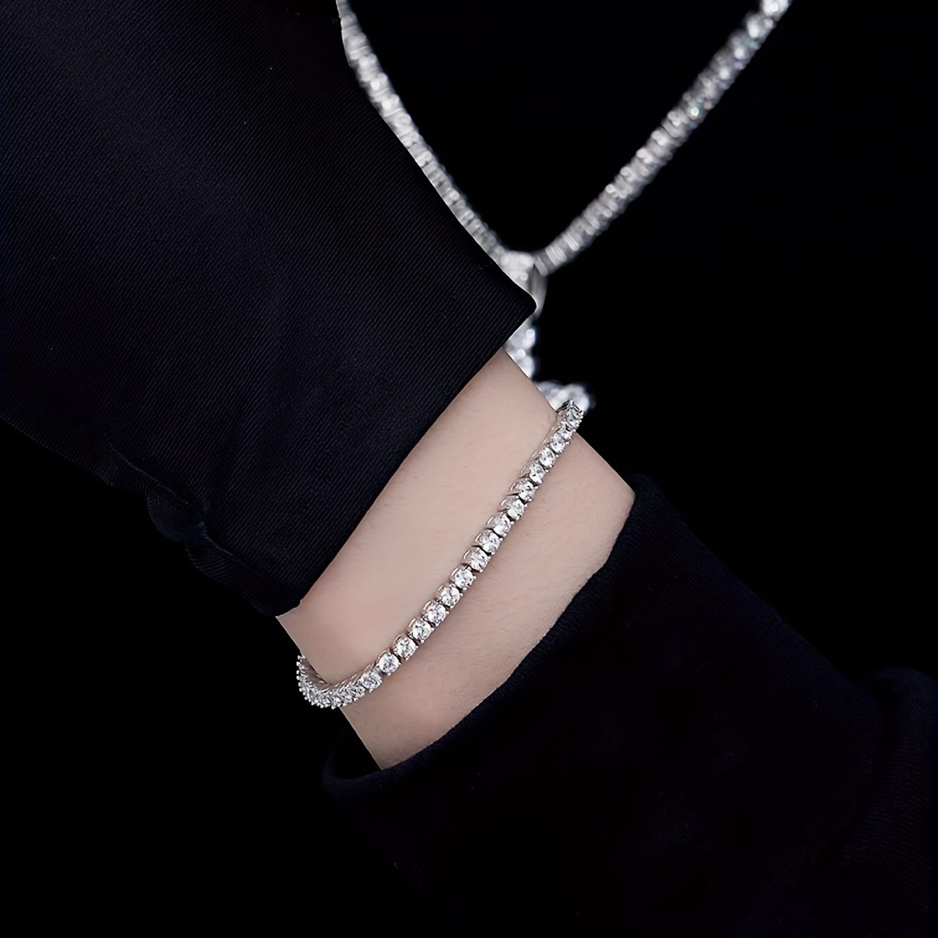 Telescopic Box Bracelet Silver Plated Zicron Inlaid Women's Accessories
