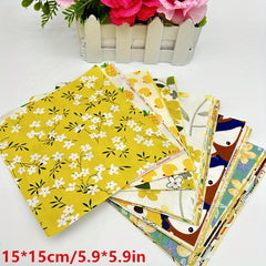 50pcs Yellow Patchwork Fabric for DIY Doll Clothes Sewing Supplies