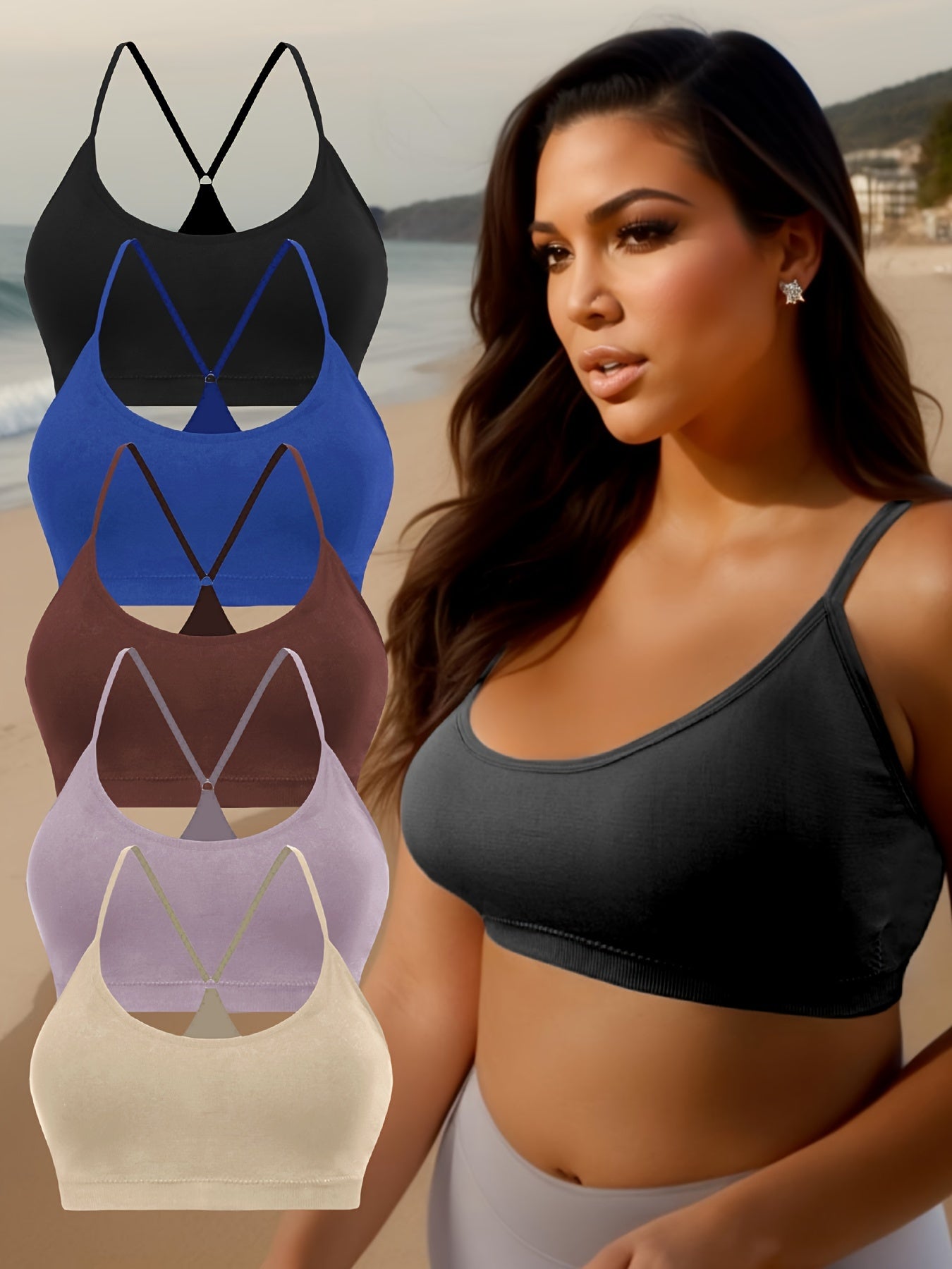 5 Pack Plus Size Sports Bras for Women, Racer Back Yoga Bra Set