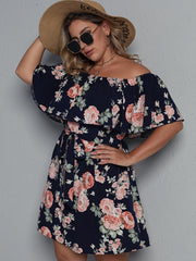 Floral Off Shoulder Plus Size Dress