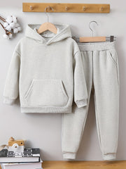 2Pcs Girls Fleece Sports Hoodie And Pant Suit Set