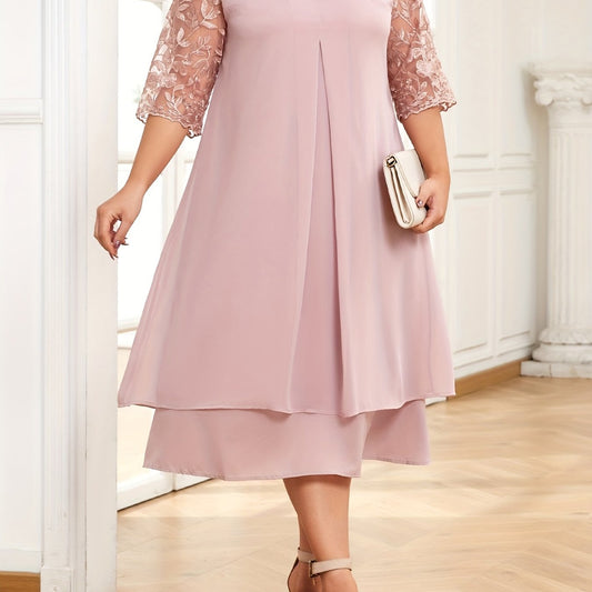  Mesh Floral Flocked Layered Wedding Dress