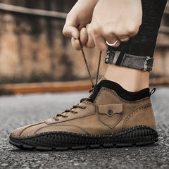 Men's Casual Stitch Solid Low Top Lace up Boots