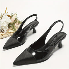 Women's Cap Toe Kitten Heels Slingback Sandals