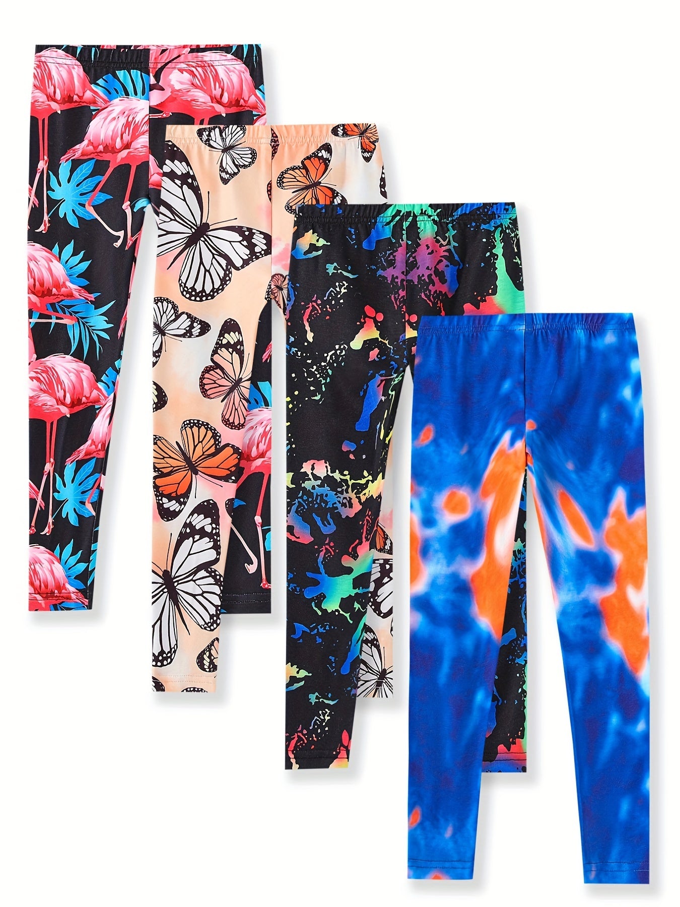 Girl's Tropical Flamingo Tie Dye Leggings
