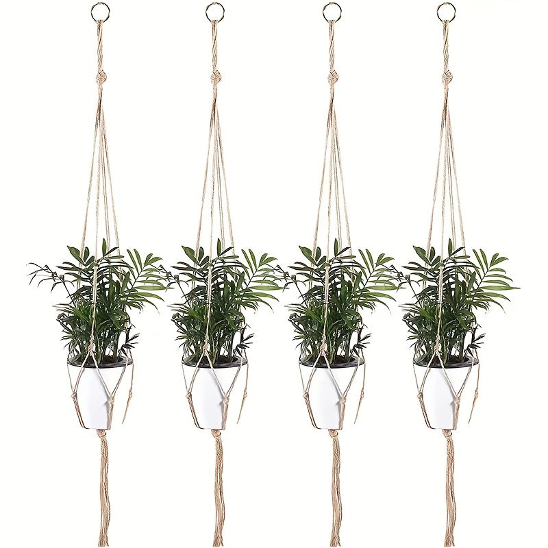 Boho Macrame Plant Hanger - Hemp Rope Planter for Indoor & Outdoor Gardening