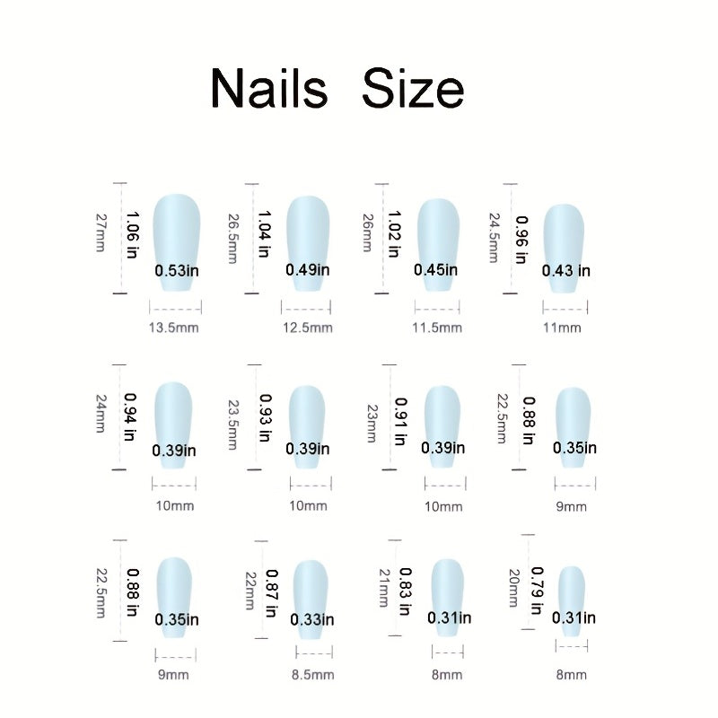 24pcs Marble Print French Press On Nails Medium Square Acrylic Nails