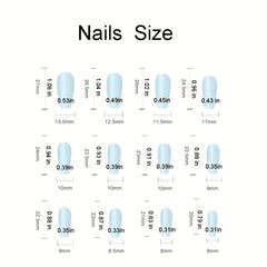 24pcs Marble Print French Press On Nails Medium Square Acrylic Nails