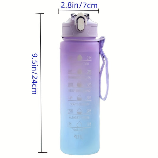 650ml Gradient Sports Water Bottle Time Scale Bouncing Lid