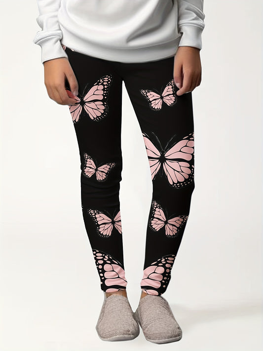 Butterfly Graphic Leggings Girls Thick Leggings For Spring Fall Winter