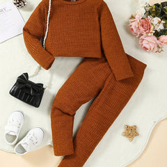 Toddler Girls Solid Pullover Pants Set Spring Fall Gift