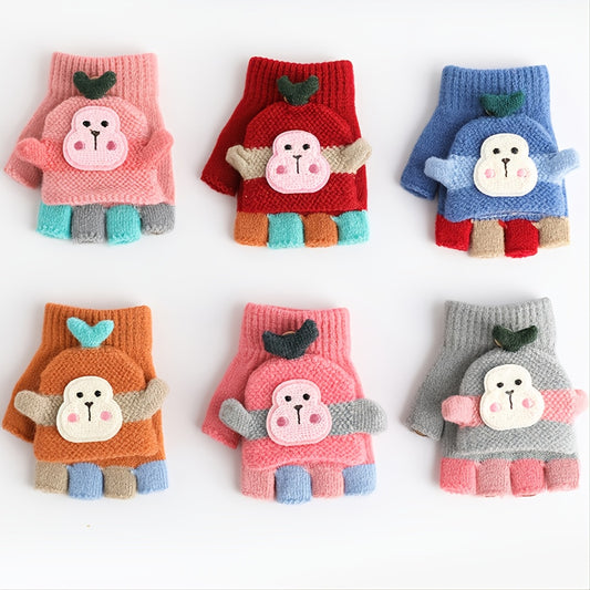 Kids Warm Cartoon Flip Gloves Outdoor Autumn Winter