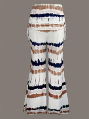  Tie Dye Ruched High Rise Wide Leg Trousers