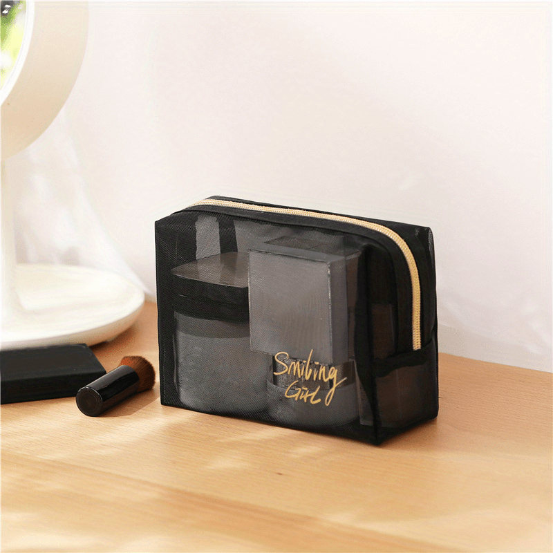 Portable Clear Mesh Makeup Pouch for Travel