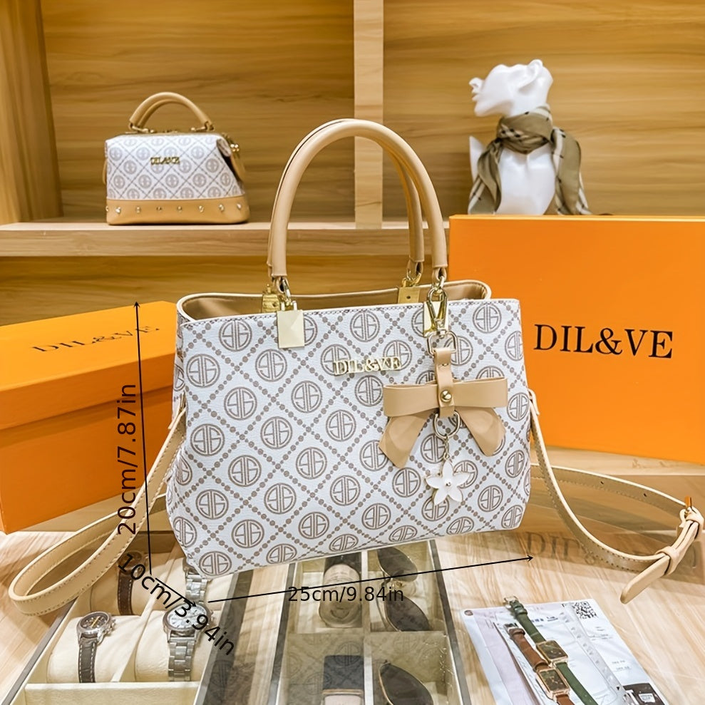Geometric Pattern Satchel Bag Top Handle Crossbody Purse