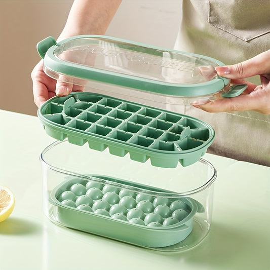 Round Ice Cube Trays with Lid & Bin BPA Easy Release Ice Cube Maker