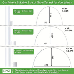 30pcs Greenhouse Hoops for DIY 106 Wider Grow Tunnel Rust Fiberglass Support