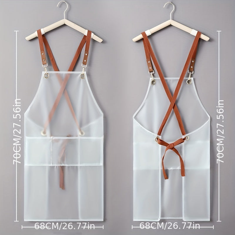TPU Transparent Apron with Pockets & Stain Resistant Halter Apron