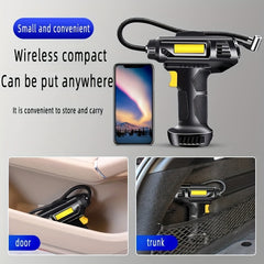 120W Car Air Compressor Handheld Tire Inflator LED Lights