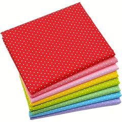 8pcs Polka Dot Cotton Fabric Bundle for DIY Crafting