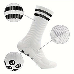 2 Pairs Men's Striped Sport Socks Nylon Blend Breathable for Training Running