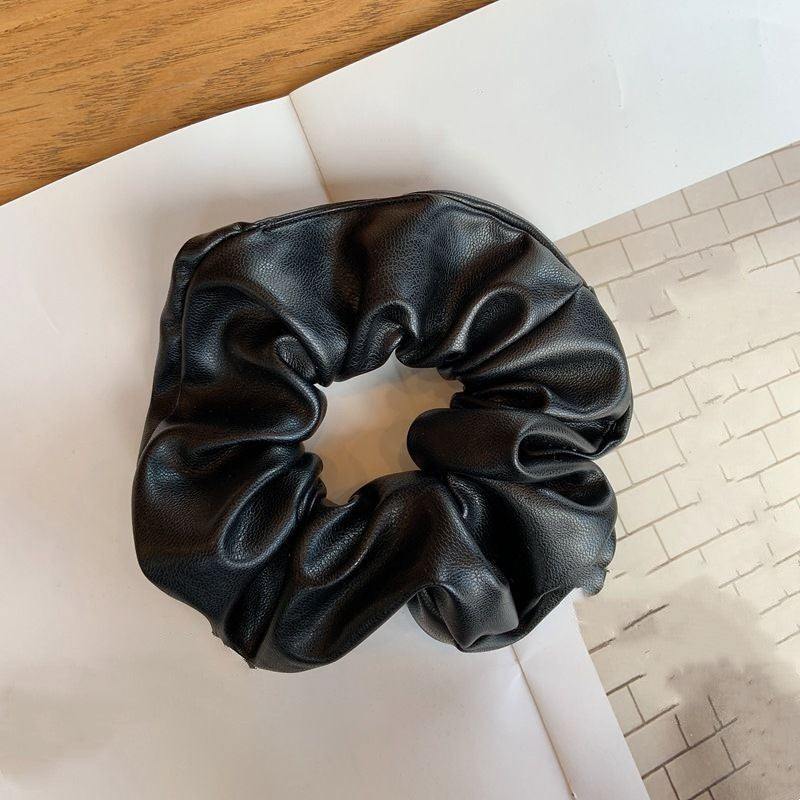 Leather Hair Scrunchies Ponytail Holders Thick Hair Bands Elastic Ties