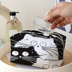 Cartoon Cats Pattern Storage Pouch Zipper Makeup Bag